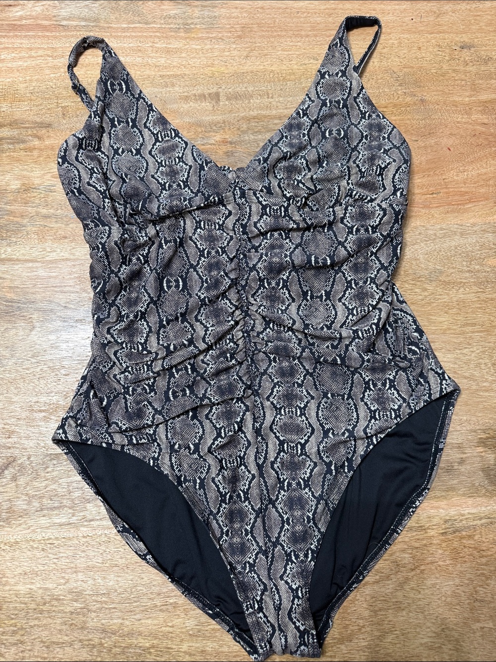 Calvin Klein Snake-Print One-Piece Swimsuit in Brown and Black
